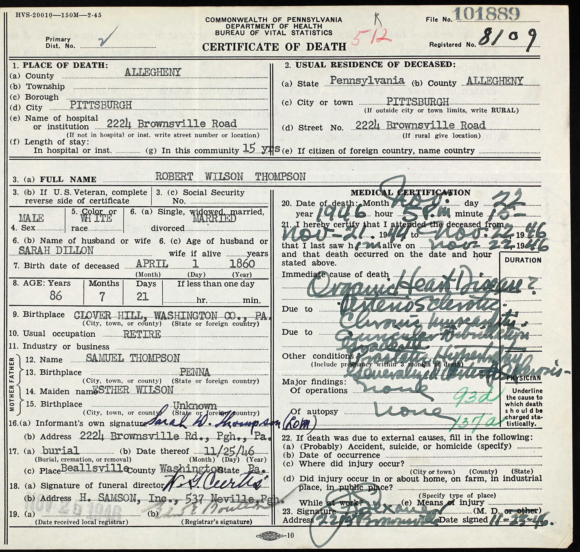 death certificate